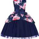 Girls Dress Sloping Bridesmaid Wedding Princess Children's Bow Birthday Ball Party Show Evening Lavender (Blue) Size 120 