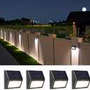 Solar Fence Lights, Waterproof Solar Outdoor Lights for Stairs Decks Steps Fences Patio Yard, LED Wall Sconce (Cool White/4 Pack)