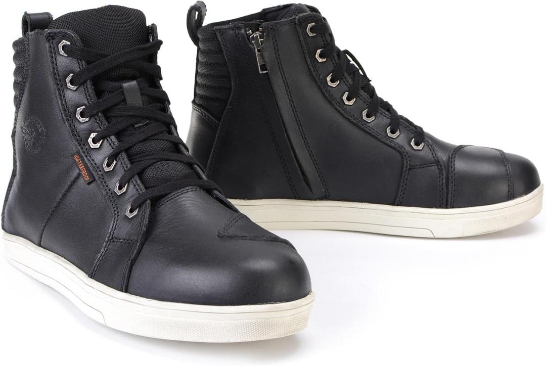 Milwaukee Leather MBM9114 Men's Black Waterproof Leather Street Riding Shoes with Shift Protection and Ankle Support Size 11