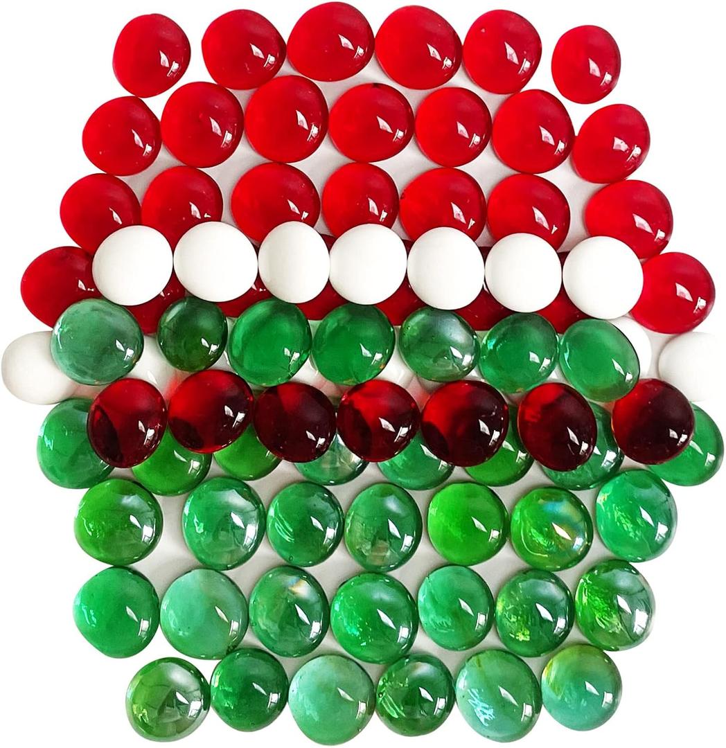 90 Pieces Christmas Glass Gem Stones Vase Filler Gem Beads Table Scatter for Vase Filler Christmas Decoration (Red, Green, White)