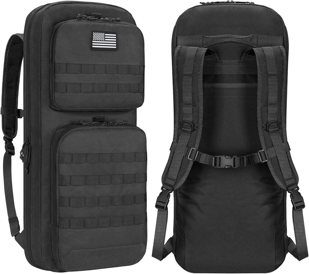 CVLIFE 30" 34" Soft Rifle Case Gun Backpack, Double Rifle Backpack Gun Bag Gun Case Covert Bug Out Bag, with Lockable Zipper for Hunting Shooting, Size: 30"×13"