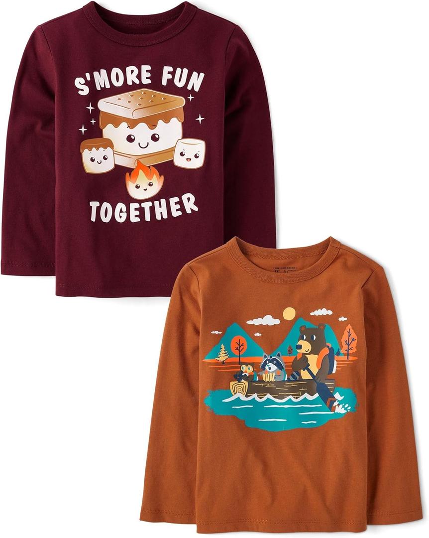 The Children's Place Unisex-Baby and Toddler All Holidays,Birthdays Long Sleeve Graphic T-Shirts,2 Pack 4T