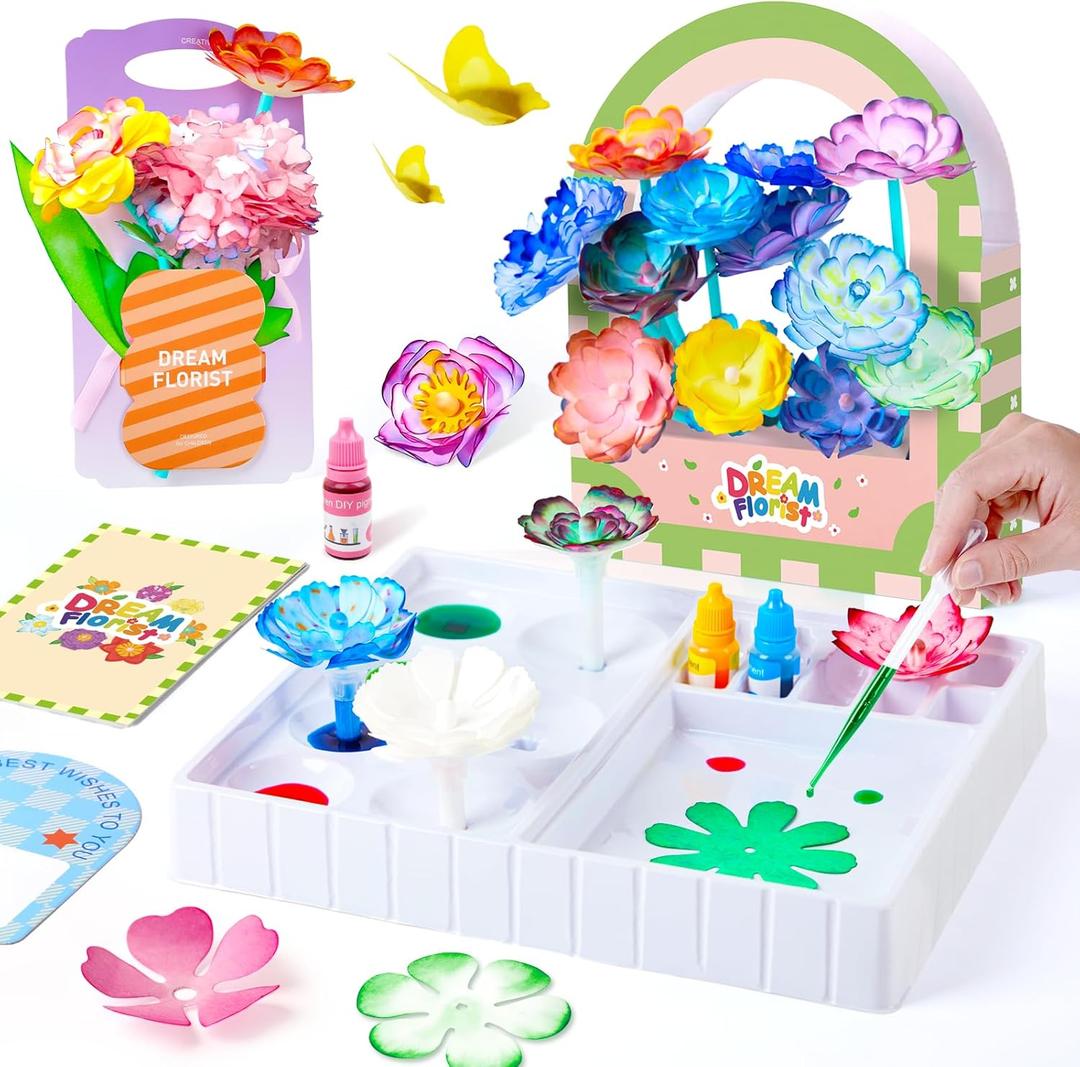 SkilLify Flower Craft Kits,DIY Paper Arts and Crafts Bouquet Toys for Kids,Color Changing Flowers, Educational Science Kit,Christmas Birthday Gifts for 6 7 8 9 10+Year Old Girls & Boys