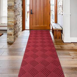 Runner Rugs 2FTx6FT Indoor Outdoor Hallway Runner Rubber Backing Non-Slip Carpet Washable Area Rugs Custom Sizes for Entryway Kitchen Bathroom Laundry Room Balcony Patio Red