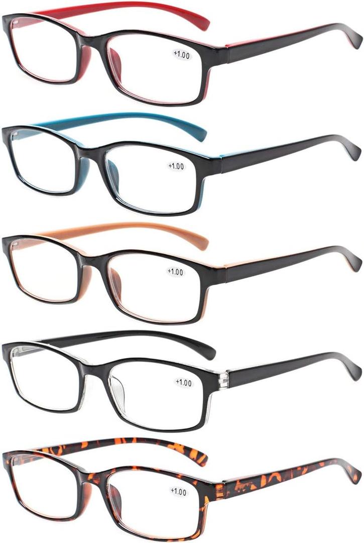 NORPERWIS Reading Glasses 5 Pairs Quality Readers Spring Hinge Vintage Glasses for Reading for Men and Women (5 Pack Mix Color, 2.25)