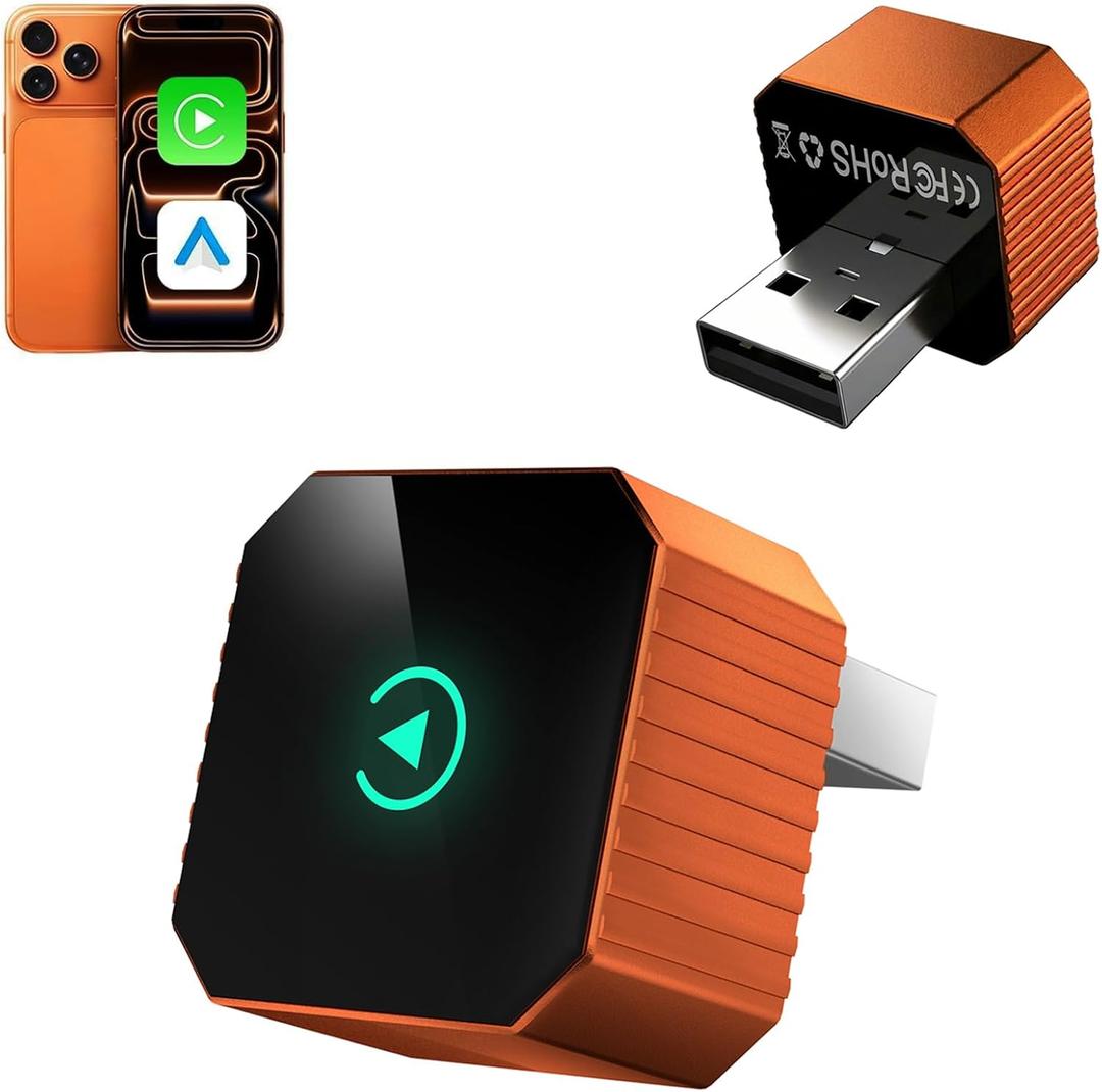 2026 Wireless CarPlay Adapter, 2in1 Mini CarPlay Wired to Wireless with Fast Stable Connection, Plug and Play, Zero Delay Car Play for iPhone iOS 10+, Android 11+