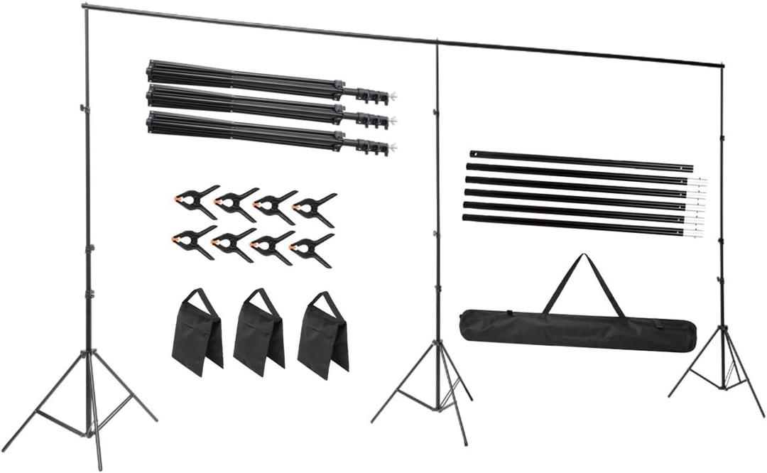 10x20 ft Medium Duty Back Drop Adjustable Stand, Photo Backdrop Stand Kit for Photography with Carrying Bag, Convertible to Backdrop Stand 10x10 Adjustable Width.