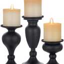 Sziqiqi Pillar Candle Holders Set of 3 Black for Table Mantle Fireplace Decor Modern Farmhouse Home Decor