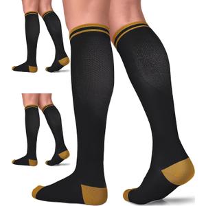 FuelMeFoot 3 Pack Copper Compression Socks - Compression Socks Women & Men Circulation - Best for Medical,Running,Athletic (Large-X-Large, 030 Assort 2)