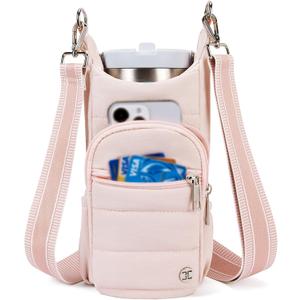 Telena Water Bottle Holder with Strap Crossbody Bags for Women for Walking, Hiking, Cycling (Pink)
