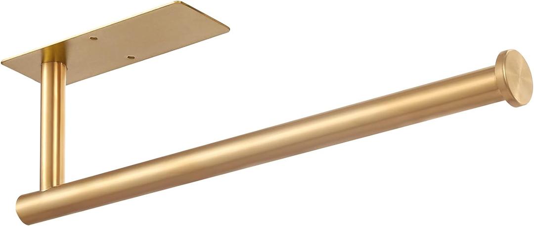 Gold Under Cabinet Paper Towel Holder - No Drill Adhesive & Wall Mount, Luxury Rust-Proof Design for Modern Kitchens