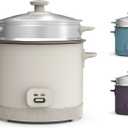 Bella 16 Cup Rice Cooker with Steamer, Dishwasher Safe Steaming Basket, Rice Paddle and Measuring Cup, Removable Nonstick Cooking Bowl, Automatic Keep Warm Function​, 400 Watt, Oatmilk