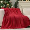 Amlie Home Chevron Chenille Knit Throw Blanket for Couch, Cozy Texture Decorative Soft Blanket for Sofa & Chair, 50"x60", Christmas Red