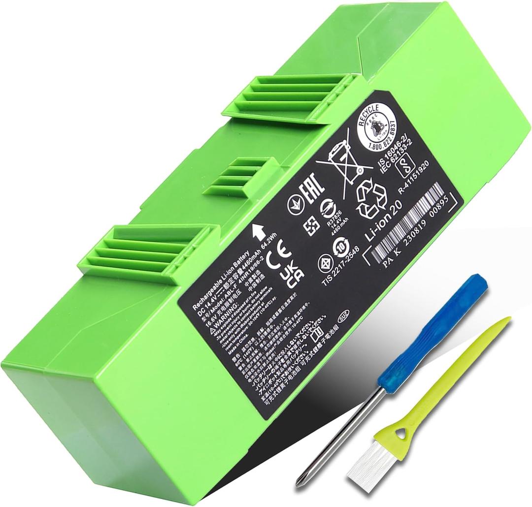 ABL-F Battery Replacement for Roomba Compatible with Roomba i7 i7+ i8 i8+ j9 j9+7150 7156 7158 7550 7558 i6 i4 4150 i4+ 4550 4552 i3 i3+ e5 e5150 e5152 e5154 e5158 e6 J7 4460mAh 64.2Wh (ABL-F Green High Capacity)