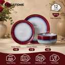 KINGSTONE Dinnerware Set for 4, Red Reactive Glaze Plates and Bowls Sets
