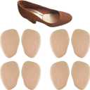 Chiroplax High Heel Cushion Inserts Pads (4 Pairs) Suede Ball of Foot Forefoot Metatarsal Anti Slip Shoe Insoles for Women (Beige)