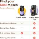 Keurig K-Mini Mate Plus Single-Serve K-Cup Pod Coffee Maker, Compact, 3 Cup Sizes, Brew Over Ice and Strong Button Features, 50 oz Removable Reservoir, Matte Black