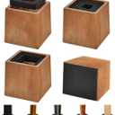 Bed Risers Heavy Duty, 4"H(Inner 3" H), 1" Raised Edge, Loading 2500 lbs, for King Queen Twin Full Bed Frame, 4 Pack Wooden Furniture Legs Risers for Couch Desk Table TV Cabinet, Retro Brown