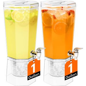 Lifewit 1 Gallon Drink Dispenser for Parties 5 Pcs, 4L Plastic Beverage Container with Stand for Juice/Tea/Soda & Lemonade, BPA Free Clear Water Pitcher with Spigot for Mimosa Bar, Party Hosting