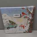 Woxfcart Winter Scene Canvas Wall Art, Christmas Vintage Truck with Tree, Cardinal and Snowman, Holiday Decor, 12 x 12 Inch