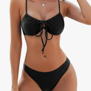 ZAFUL Women High Cut Bikini Sets String Sexy Swimsuit Two Piece Underwire Bathing Suit Brazilian Cheeky Cut Out Cute Swimwear, (Black, Small)