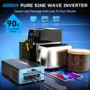 2200 Watts Pure Sine Wave Inverter 12V DC to 110V AC, 4400W Peak Power, 4 AC Outlets, USB & Type-C Port, Adjustable Input for Lithium Battery, RV/Truck/Boat/Solar Backup with LCD Remote