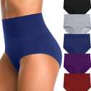 High Waisted Womens Underwear Cotton Tummy Control Postpartum Essentials Full Coverage Panties Soft Comfortable Briefs (X-Large-XX-Large, Blue, White, Red, Purple, Blac)