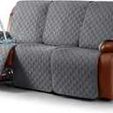 Ruaozz Waterproof Recliner Couch Covers, Sofa Slipcovers Washable 1-Piece Reclining Sofa Covers Non-Slip Furniture Protector with Elastic Straps Pocket for Kids Pets (Dark Grey, 3 Seater)
