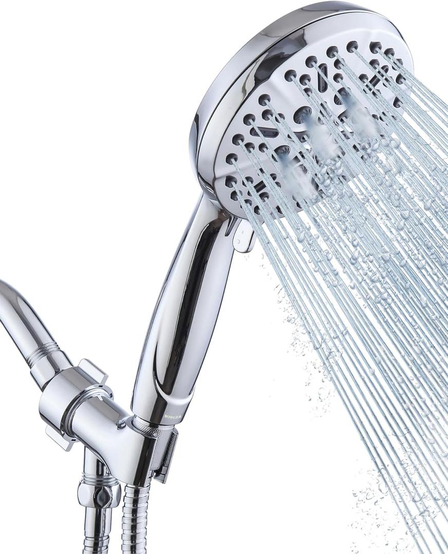 Shower Head with Handheld High Pressure-Full Body Coverage Powerful Rain Showerhead Extra 60" Long Hose and Adjustable Brass Joint Holder- The Perfect Detachable Heads for Bathroom Upgrade