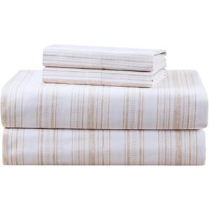 Comfort Spaces 100% Cotton Sheets Queen, Breathable, Naturally Cool Cotton Sheets, Cotton Bed Sheets with 14" Elastic Pocket Fits up to 16" Mattress, All Seasons Sheet Set, Good Vibes Taupe 4 Piece