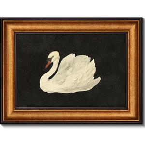 Swan Canvas Wall Art Framed Wall Decor for Living Room Vintage Aesthetic Artwork Grace Swan Painting Prints Elegant Animal Portrait Picture Poster Rustic Farmhouse Home Decor for Bedroom, 12"x16"