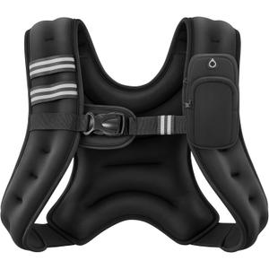 ZELUS Weighted Vest, 6lb/ 8lb/ 12lb/ 16lb/ 20lb/ 25lb/ 30lb Weight Vest with Reflective Stripe for Workout, Strength Training, Running, Fitness, Muscle Building, Weight Loss, Weightlifting, Black(6 lb)