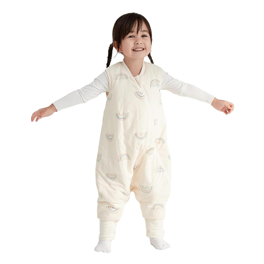 Duomiaomiao 1.5 TOG Toddler Sleep Bag 6-12 Months 100% Cotton Four Season Side Open Zipper Baby Sleep Sack with Feet, Breathable Toddler Wearable Blanket