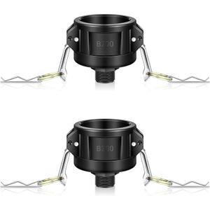 275 330 Gallon Ibc Tote Fittings Adapter 2 Inch Tote Tank Drain Adapter with Camlock Garden Hose Connection, Black(2 Pack)