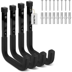 SEDY Heavy Duty Garage Storage Hook: 4-Piece 6" Wall Mount J Utility Hooks Holds 88 LB, Large Metal Garage Storage Ladders Hook, Utility Hooks for Bikes, Garden Tools