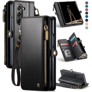 Defencase for Samsung Galaxy Z Fold 6 Wallet Case with Card Holder, Black
Durable Soft PU Leather, RFID Blcking Zipper Pocket, with S-Pen Holder & Strap, Flip Phone Cases with Stand for Women Men
