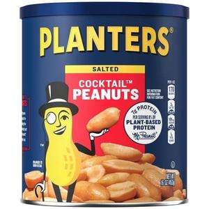 Planters Cocktail Peanuts, Lightly Salted, 16 Ounce Canister (Pack of 6) BBD: 12-24-26