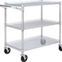 Seville Classics UltraDurable NSF Commercial Heavy Duty Metal Rolling Utility Cart, w/ Steel Shelves, Handle Bar for Restaurant, Garage, Warehouse, Kitchen, Office, Top Shelf (36"W x 18"D)