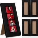 4 Pack Photo Booth Frames 2x6 Photo Strip Frame with Stand Wooden Wall and Tabletop Display Film Picture Holder with Clear Glass for Wedding Grad Baby Shower Picture Booth(Black)