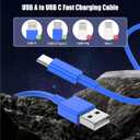 LOFPYE 3-Pack Blue [3.3FT+3.3FT+6FT] USB A to USB C CableUSB to USB C Car Carplay Cable for iPhone 16 15 Pro Plus Pro Maxfor iPad Pro/Air/Minifor Samsung S24/S23/S22for MacBook Pro/Air and More