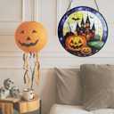 Stained Glass Window Hanging-7.8in Halloween suncatcher for Window Doors Home Decoration,Christmas Thanksgiving Gift for Women, Men, and Mom