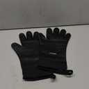 GEEKHOM BBQ Gloves Heat Resistant, 13.7 Inch Long Waterproof Silicone Oven Mitts for Grilling and Smoker, Non-Slip 5 Finger Kitchen Hot Mitts for Baking, Cooking & Cast Iron, Black (One Size Fits Most)