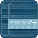 HOTEC BPA Free Silicone Trivets for Hot pots and Pans, 446 Heat Resistant for Kitchen Counter Dish Drying Mat, Set of 2 Classic Blue