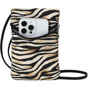 Small Crossbody Women Cell Phone Purse Wallet Bag With Shoulder Strap (Yellowzebrastripes/Polyester)
