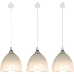 Kiven 3-Lights H-Type Track Light, Dimmable Track Mount Pendant Lighting Fixtures w/Frosted White Finish Glass Shade