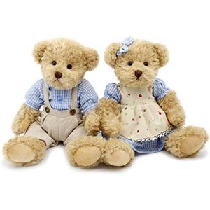 oits cute 2-Pack Teddy Bear,Cute Stuffed Animal,Couple Gift Soft Plush Toy 11inch (Blue Plaid Clothes)