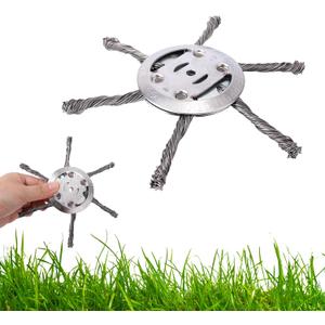 Lasuroa String Trimmer Replacement Head, Universal Steel Wire Grass Trimmer Head Unbreakable 6in Wire Grass Brush Cutter Part for Electric Battery Trimmers (6 Blades)