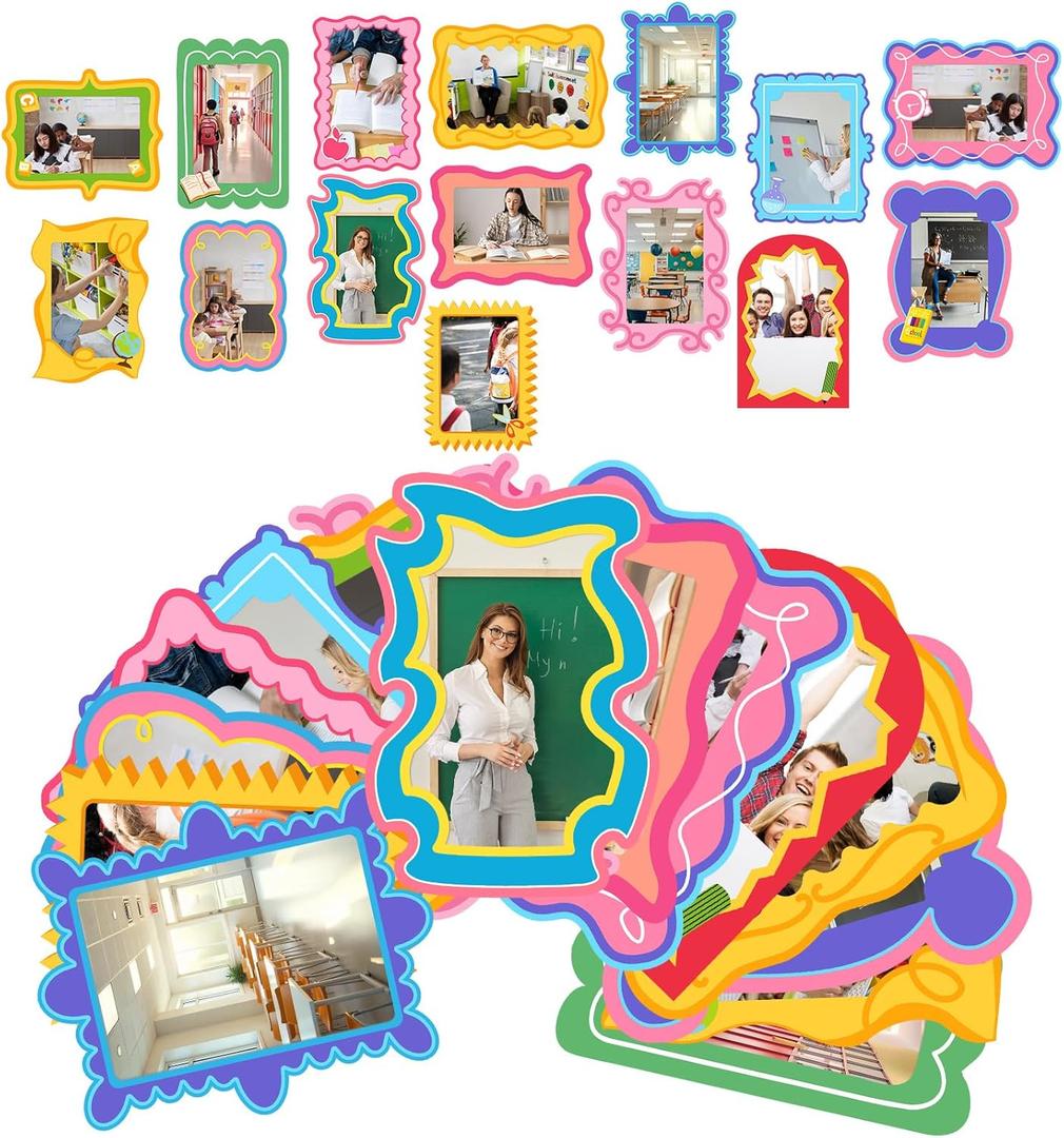 15 Pcs Back to School Magnetic Photo Frames for Teachers and Students 5 x 7 Inch Refrigerator Magnet Picture Frame Classroom Decoration Magnet for Teacher Whiteboard Students School Supplies