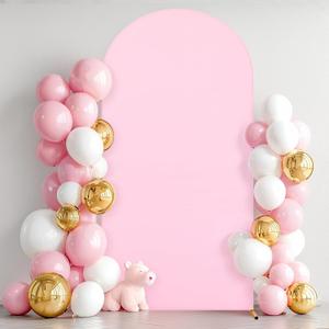 6.6FT Baby Pink Arch Covers Wrinkle-Free Spandex Fitted Arch Stand Cover Wedding Arch Backdrop Covers with Zipper for Baby Shower Birthday DIY Party Banquet Photo Decor Ballon Arch Covers