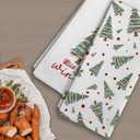 Qeheb Hello Winter Christmas Tree Kitchen Towels Set of 2, Christmas Dish Tea Towels for Kitchen, Rustic Winter Xmas Tree Holiday Decorative Hand Towels for Bathroom Decor, 16X24In